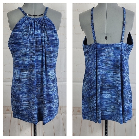 Magicsuit Parker Underwire One Piece Swimsuit Dress in Blue Jean Size US 10 - Picture 2 of 11